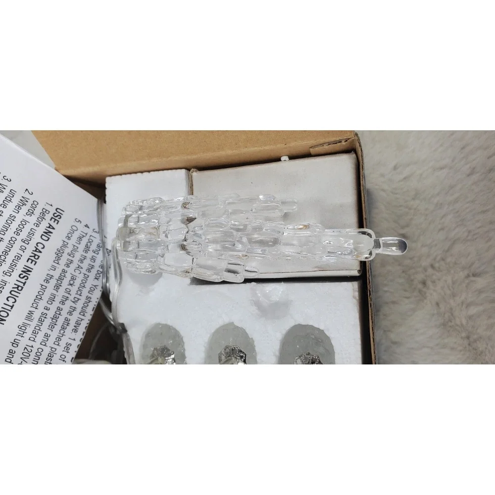 Kurt S. Adler Indoor LED Icicle-Style Lights 10 Bulb String w/Mounting Clips VTG